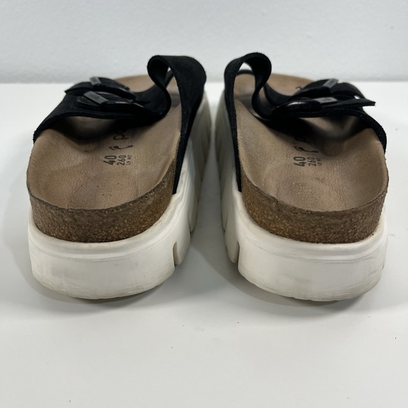 Arizona Platform Leather Chunky Suede Black Birkenstock Papillio Wedges Sz 40 - Picture 4 of 15